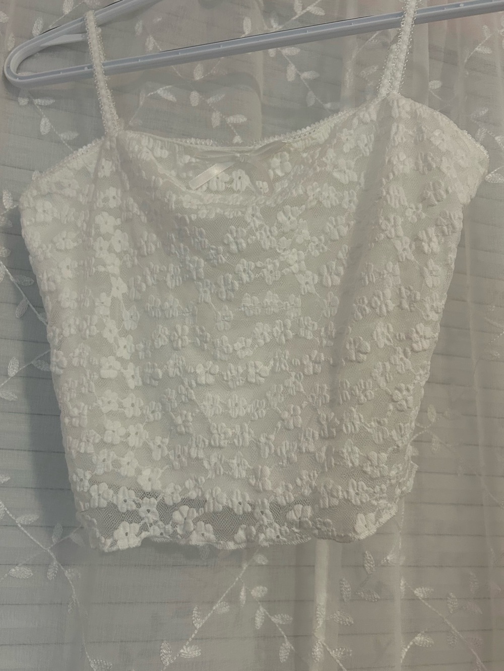 White Floral Lace Cropped Cami - Thirty Thirty